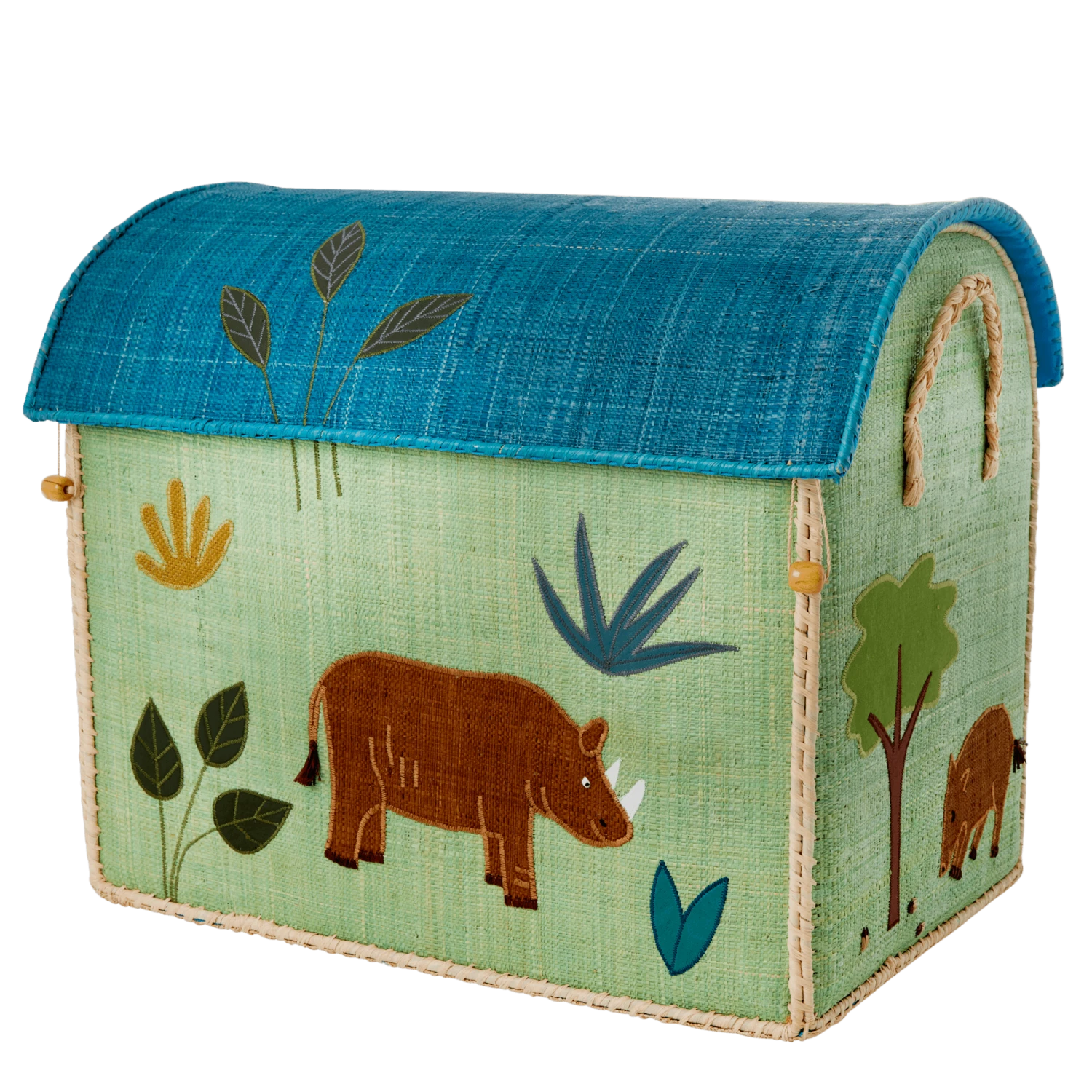 Rice by Rice Large Rhino Raffia Storage Basket - Stylish Home Decor 3 Rice by Rice Cesto Giochi In Rafia Rinoceronte Grande