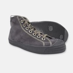 Novesta Star Dribble Hi Top Plimsoll Dark Grey Cord