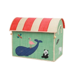 Rice by Rice Cesto Giochi In Rafia Animali Medio