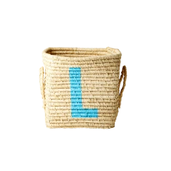 Rice by Rice Cesto Quadrato In Rafia - Lettera L