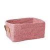 Rice by Rice Rectangle Raffia Basket In Pink