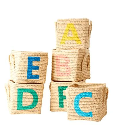 Rice by Rice Cesto Quadrato In Rafia - Lettera C - Elegant Nursery Basket for Kids Room Decor 5 Rice by Rice Cesto Quadrato In Rafia - Lettera C