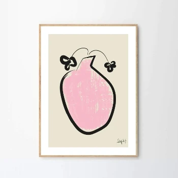 Sofia Freixas Pink Vase Print 30x40cm - Modern Art Poster by The Poster Club 3 The Poster Club Sofia Freixas Pink Vase Print 30x40cm