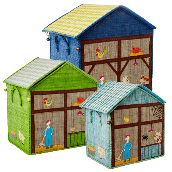 Rice by Rice Raffia Farm Toy Storage Baskets - Eco-Friendly Home Decor & Organization 3 Rice by Rice Raffia Farm Toy Storage Baskets