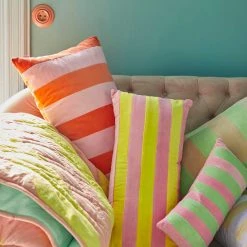 Rice by Rice Velvet Rectangular Pillow with Pink and Yellow Stripes - L60 x W30 cm 10 Rice by Rice Velvet Rectangular Pillow with Pink and Yellow Stripes - L60 x W30 cm