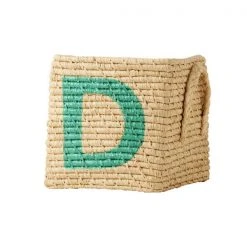 Rice by Rice Natural Raffia Basket with A to F Painted Letters