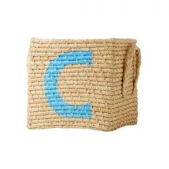 Rice by Rice Natural Raffia Basket with A to F Painted Letters