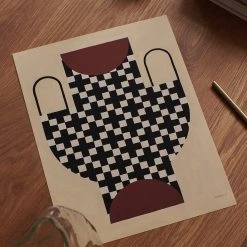 The Poster Club Vase with cross pattern Print