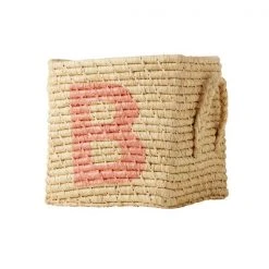 Rice by Rice Natural Raffia Basket with A to F Painted Letters