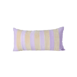 Rice by Rice Velvet Rectangular Pillow with Lavender and Beige Stripes - - L60 x W30 cm