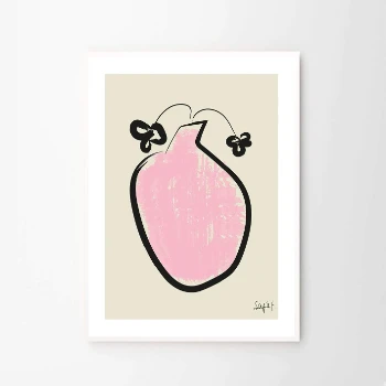 Sofia Freixas Pink Vase Print 30x40cm - Modern Art Poster by The Poster Club 8 The Poster Club Sofia Freixas Pink Vase Print 30x40cm