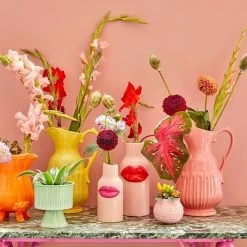 Rice by Rice Pink Metal Flower Pot