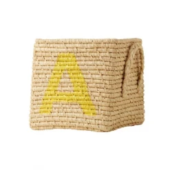 Rice by Rice Natural Raffia Basket with A to F Painted Letters
