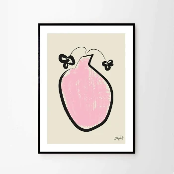 Sofia Freixas Pink Vase Print 30x40cm - Modern Art Poster by The Poster Club 7 The Poster Club Sofia Freixas Pink Vase Print 30x40cm