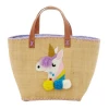 Rice by Rice Raffia Unicorn Embroidered Bag
