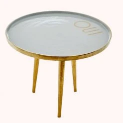 Rice by Rice Small Redondo Metal Mesa - Azul